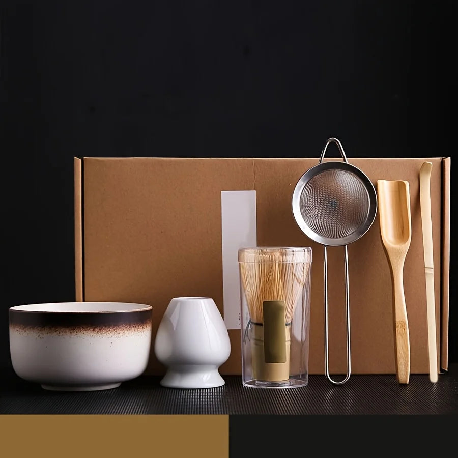 Japanese Style Matcha Bowl Set With Spoon Whisk And Sieve
