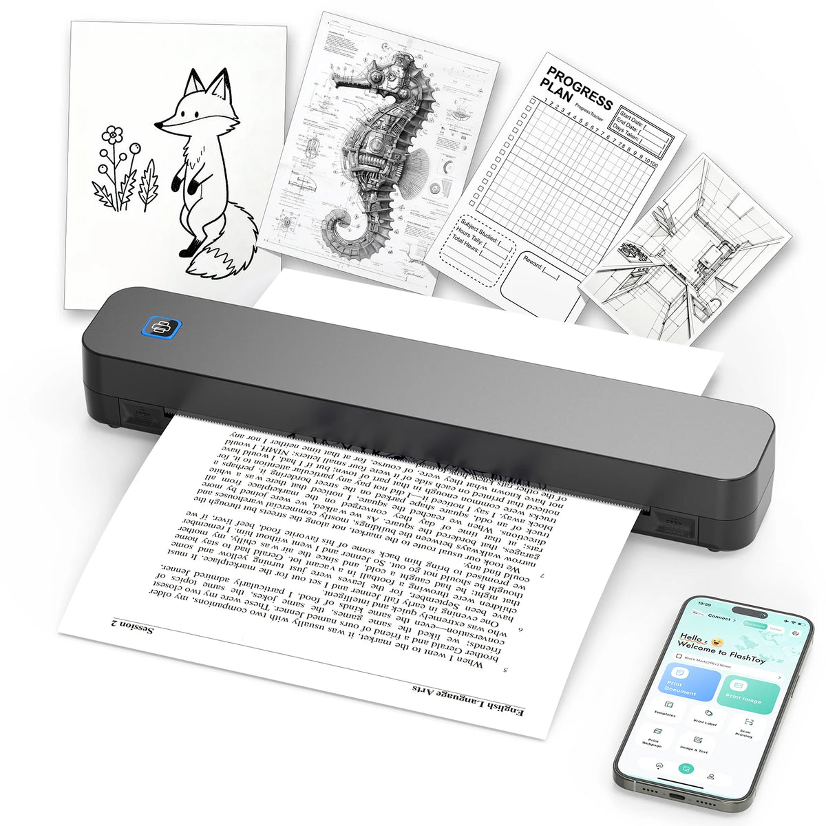 Knaon Mini Portable A4 Thermal Printer For Office And Travel