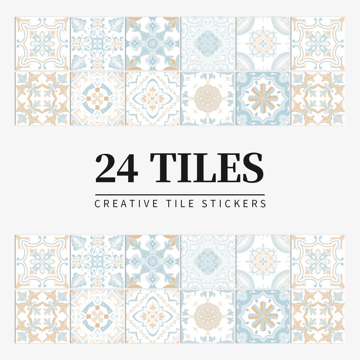 24 Piece Tile Sticker Set Waterproof Self Adhesive Wall Decals