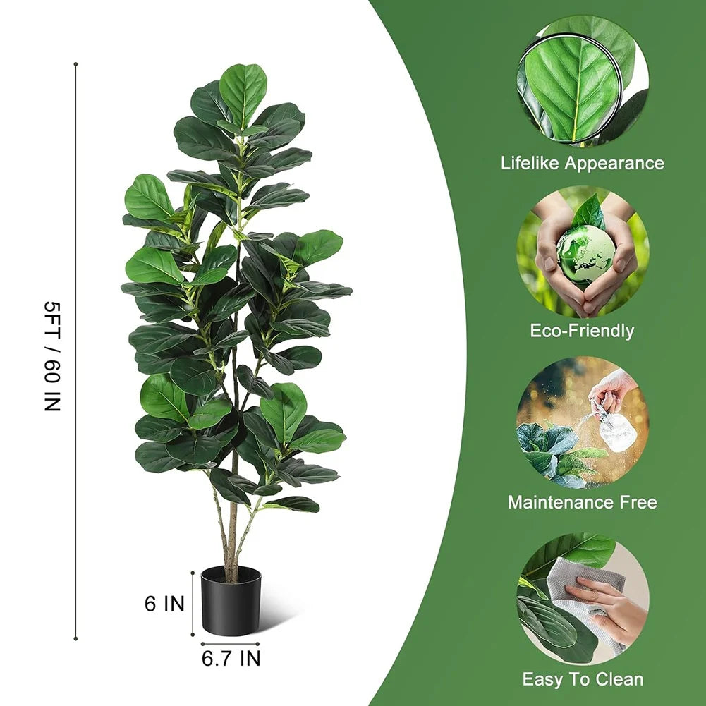 HiMISS Fiddle Leaf Fig Artificial Tree With Pot Home Decor