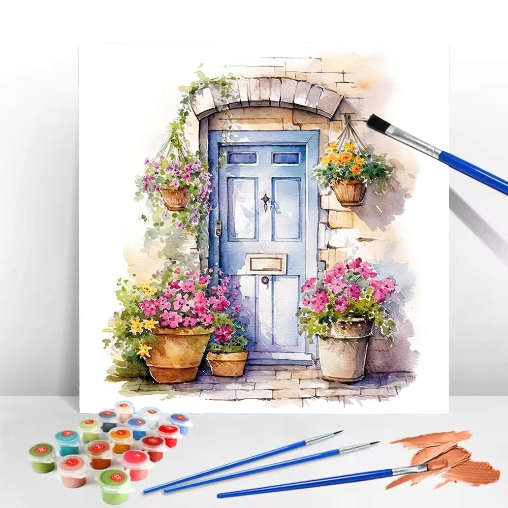 Flower Paint By Numbers Kit On Canvas For Adults Decor