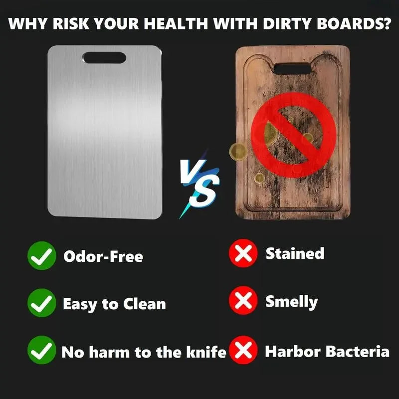 Stainless Steel Chopping Board Antibacterial Double Sided Kitchen Board