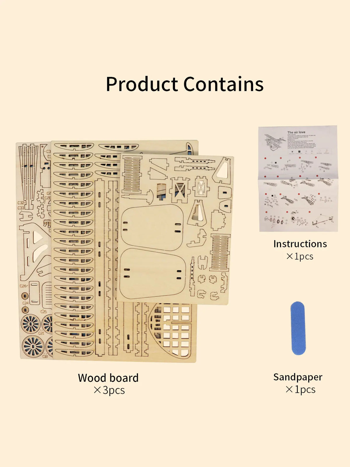 Bi-Plane 3D Wooden Puzzle Kit For DIY Craft Enthusiasts