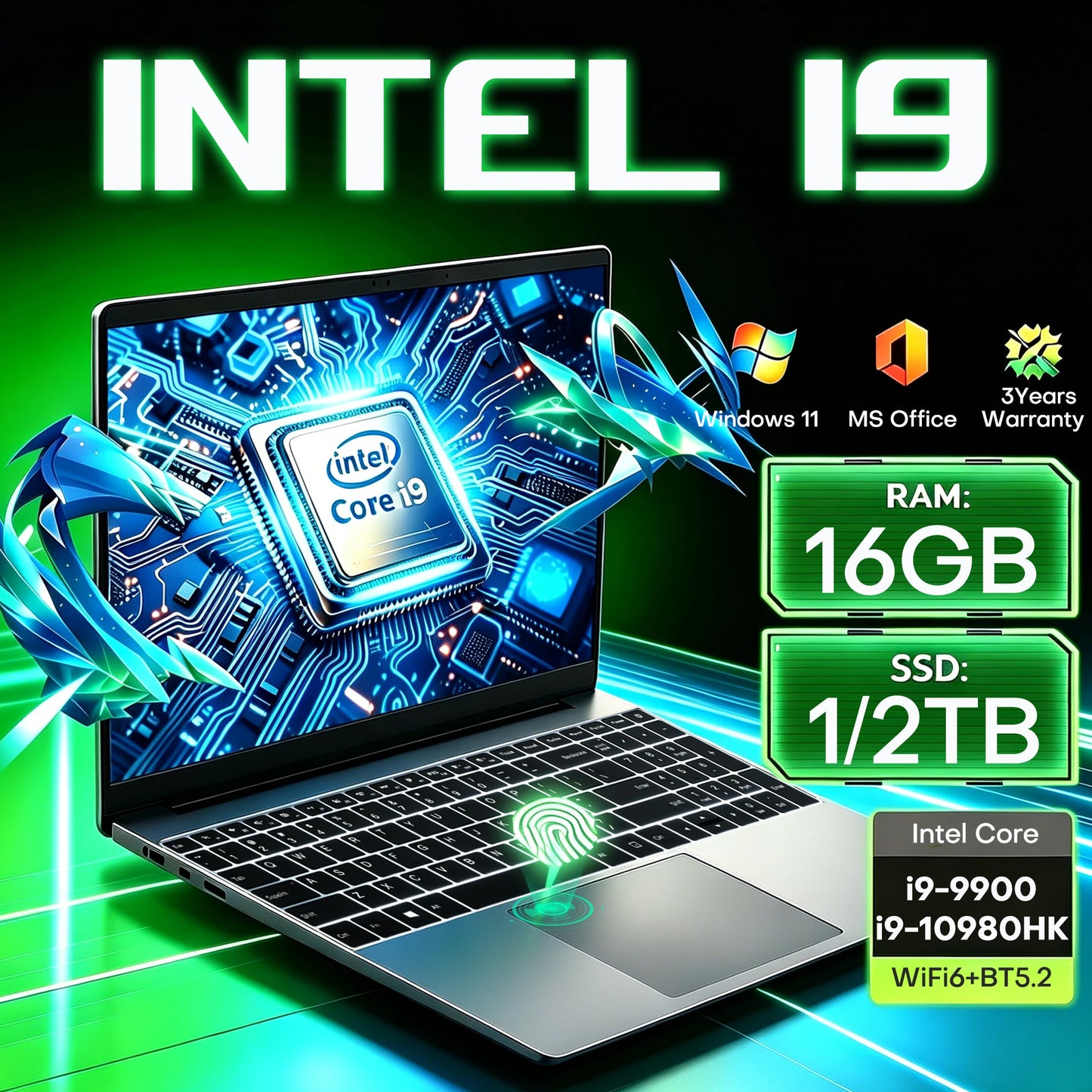 Core I9 Gaming Laptop Windows 11 SixteenGigabyte RAM 1TB SSD
