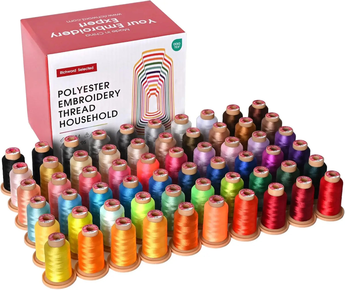 RICHWORD Embroidery Threads Kit 60 Pcs Polyester Spools