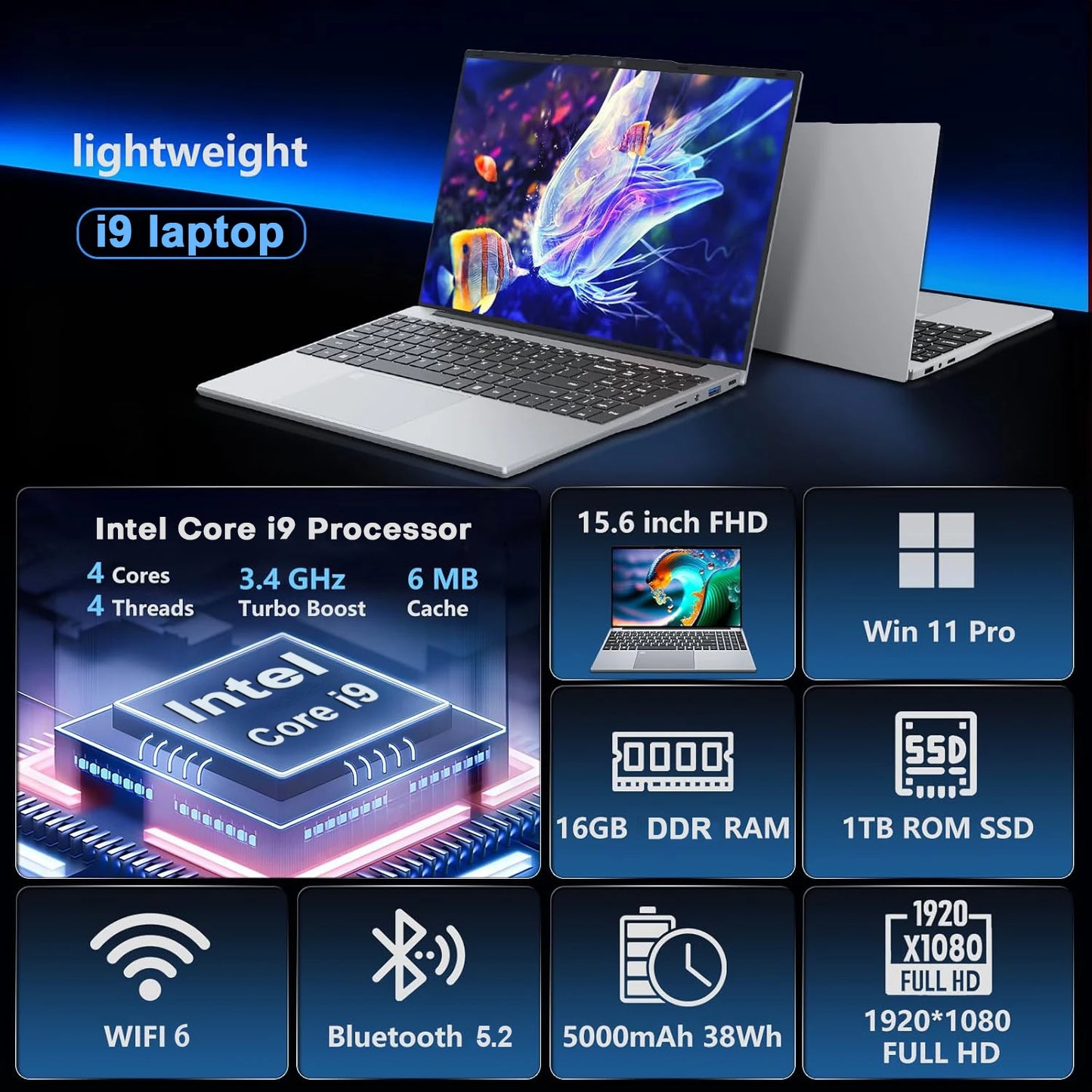 Core I9 Gaming Laptop Windows 11 SixteenGigabyte RAM 1TB SSD