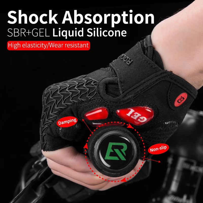 ROCKBROS Half Finger Cycling Gloves Breathable Anti Slip Gel Pad
