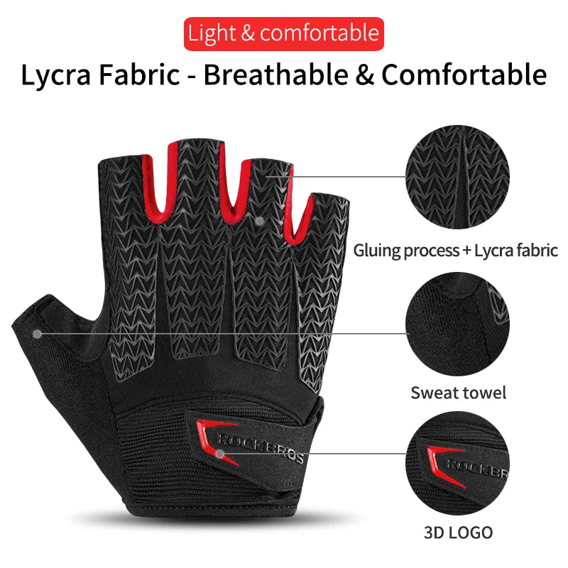 ROCKBROS Half Finger Cycling Gloves Breathable Anti Slip Gel Pad