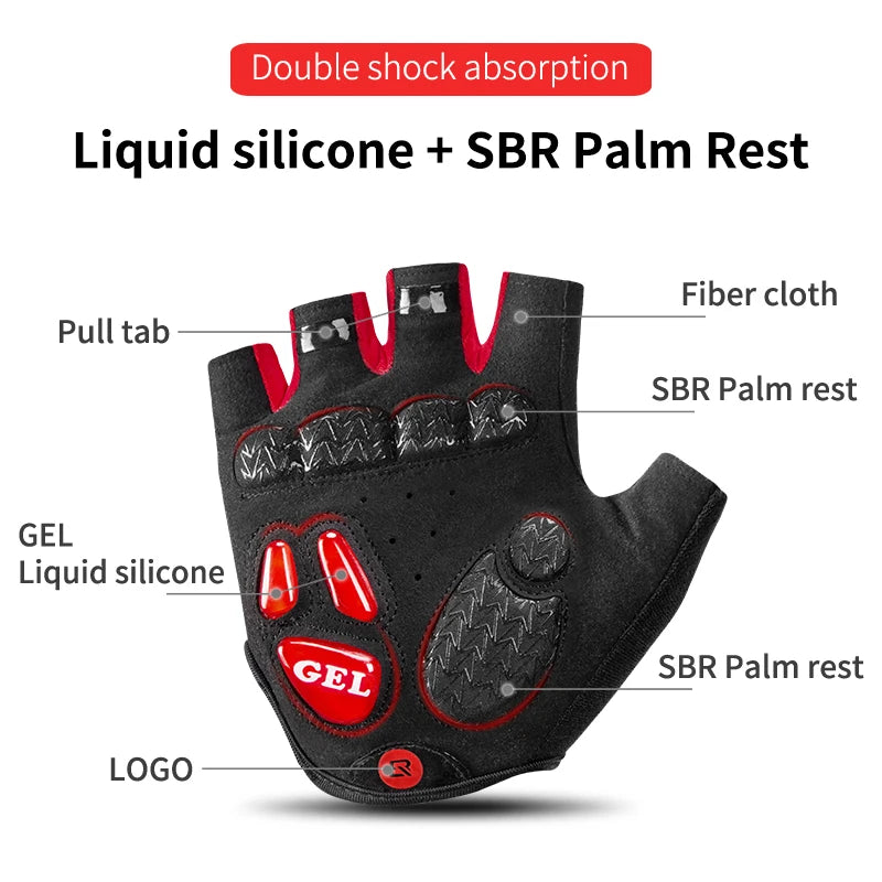 ROCKBROS Half Finger Cycling Gloves Breathable Anti Slip Gel Pad