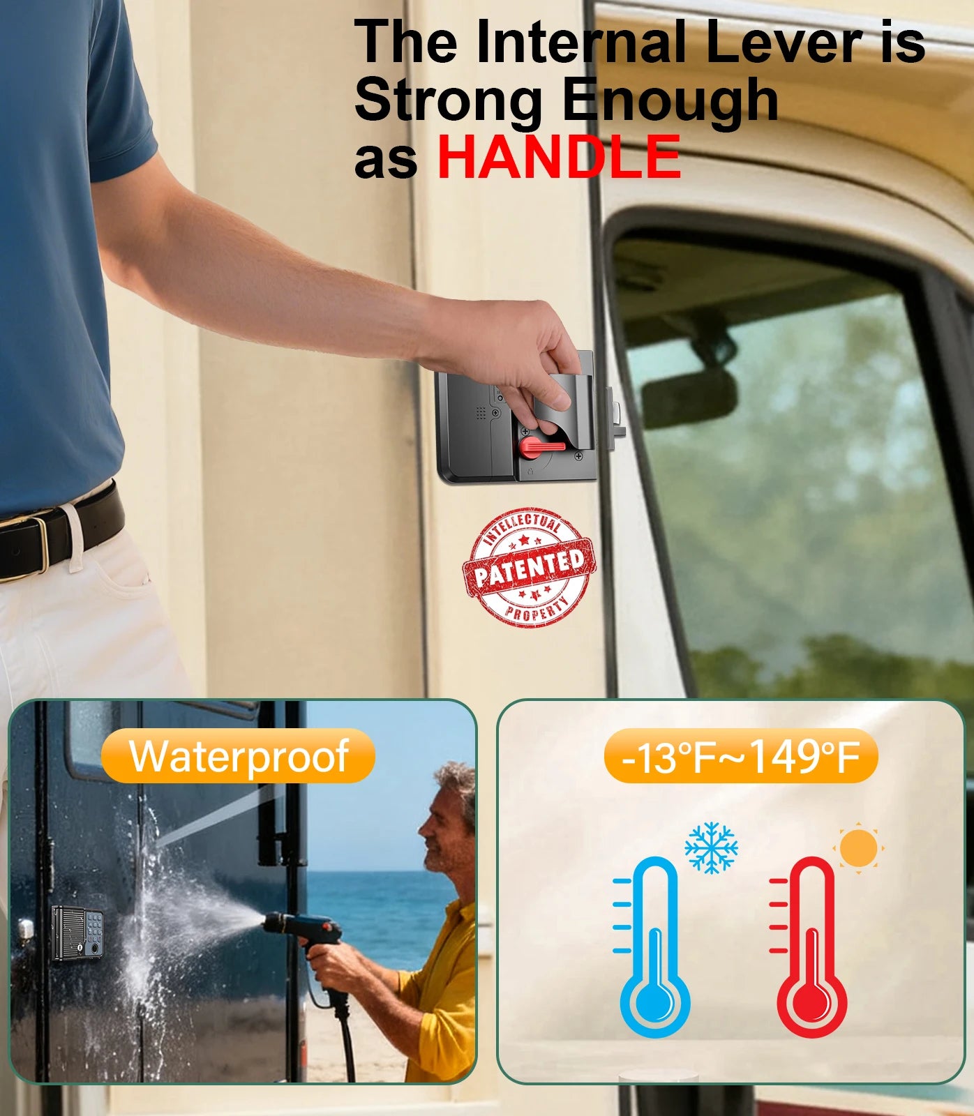 Smart RV Door Lock Keyless Entry Weatherproof With Fingerprint Keypad