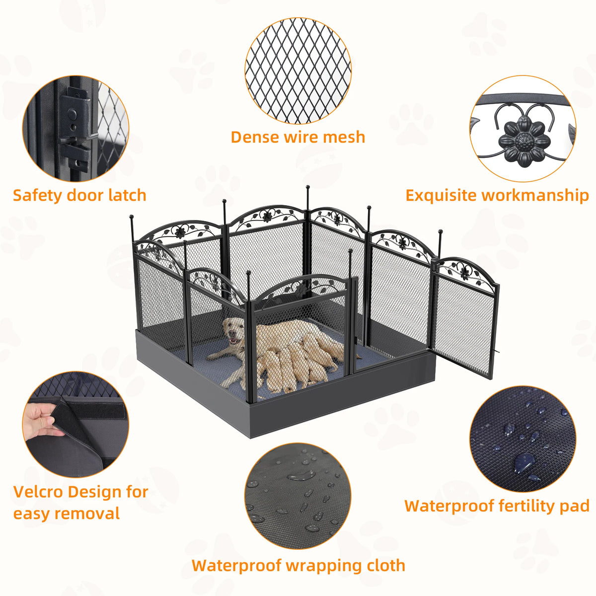 BORWART Heavy Duty Dog Playpen Enclosure For Pets Indoors Outdoors