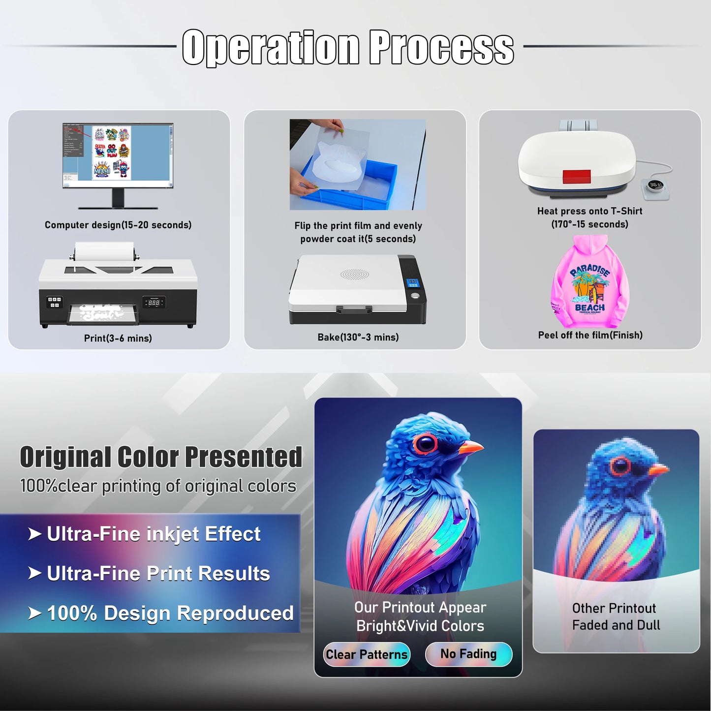Jetvinner A4 DTF Printer For Epson L805 Direct To Film