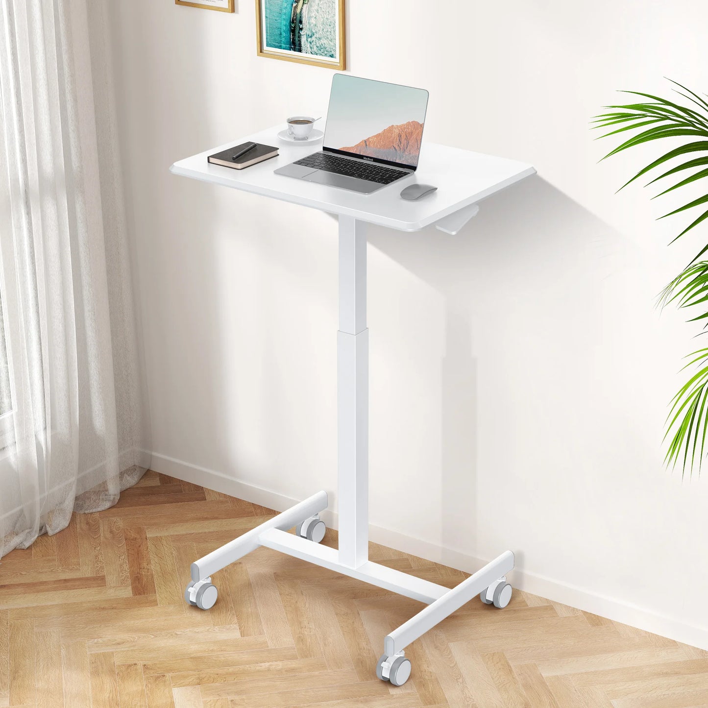 JHK Mobile Standing Desk Height Adjustable Lockable Wheels