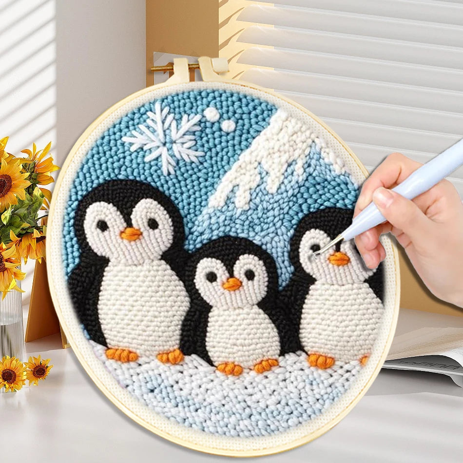 DIY Punch Needle Embroidery Starter Kit for Beginners Cartoon Animals
