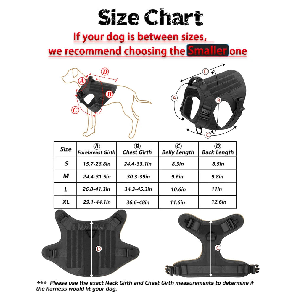 Tactical Dog Harness With Molle Pouches For Large Dogs
