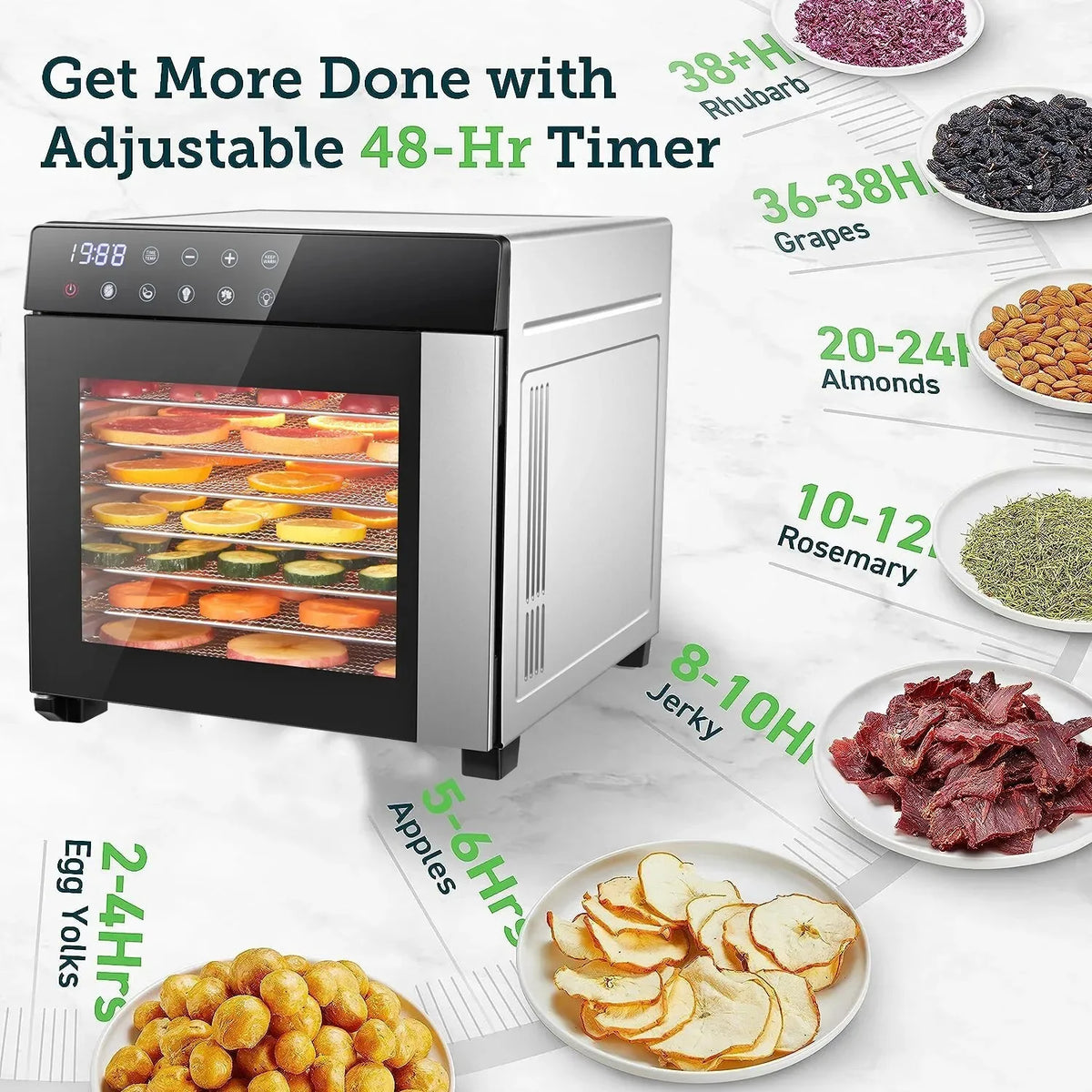 SNDOAS 8-Tray Stainless Steel Food Dehydrator 600W