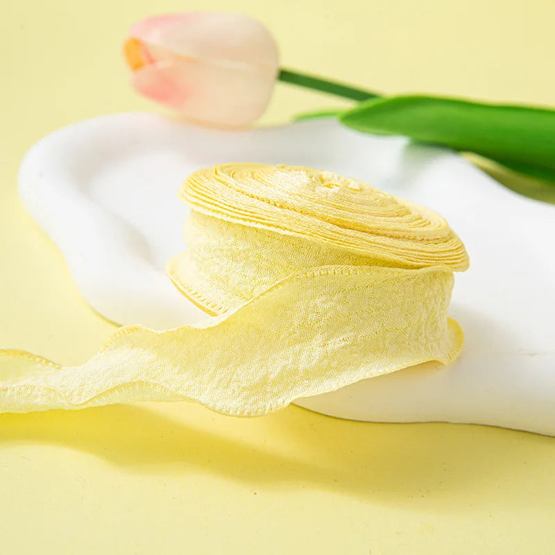 Pleated Chiffon Ribbon With Fishtail Edges For Gift Wrapping