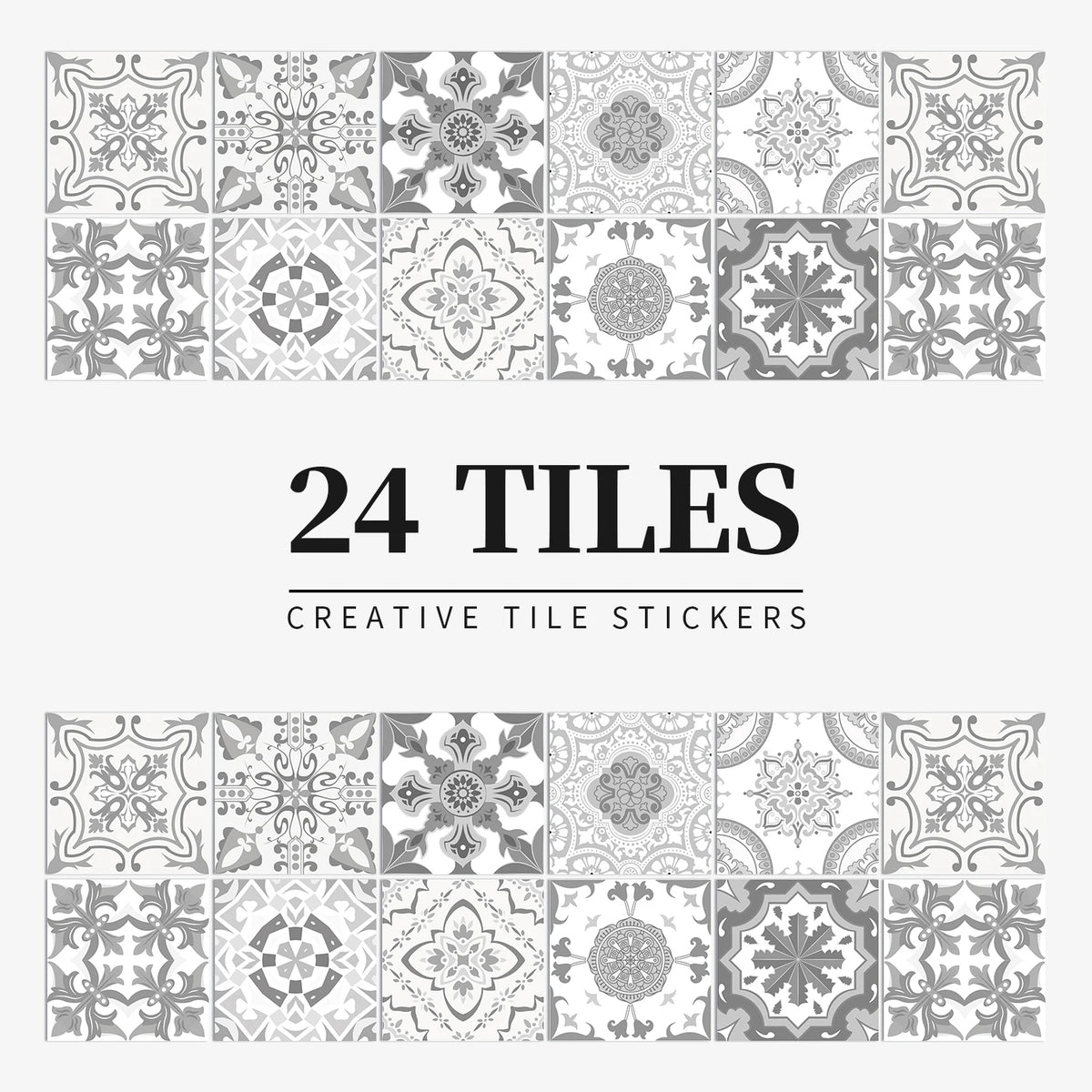 24 Piece Tile Sticker Set Waterproof Self Adhesive Wall Decals