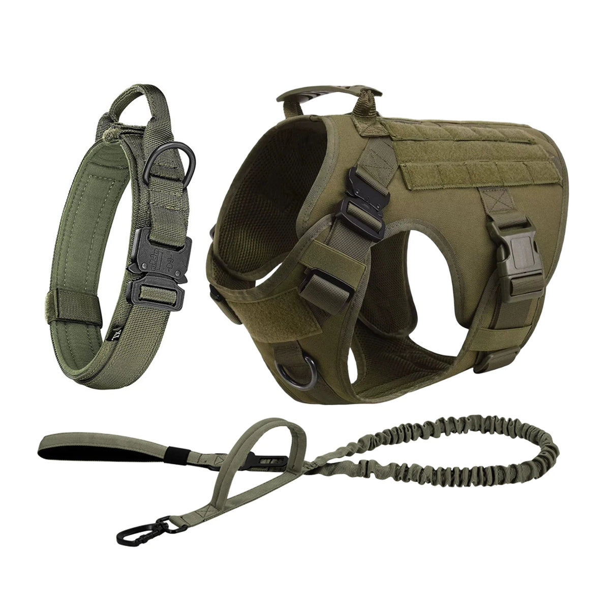 Tactical Dog Harness With Molle Pouches For Large Dogs