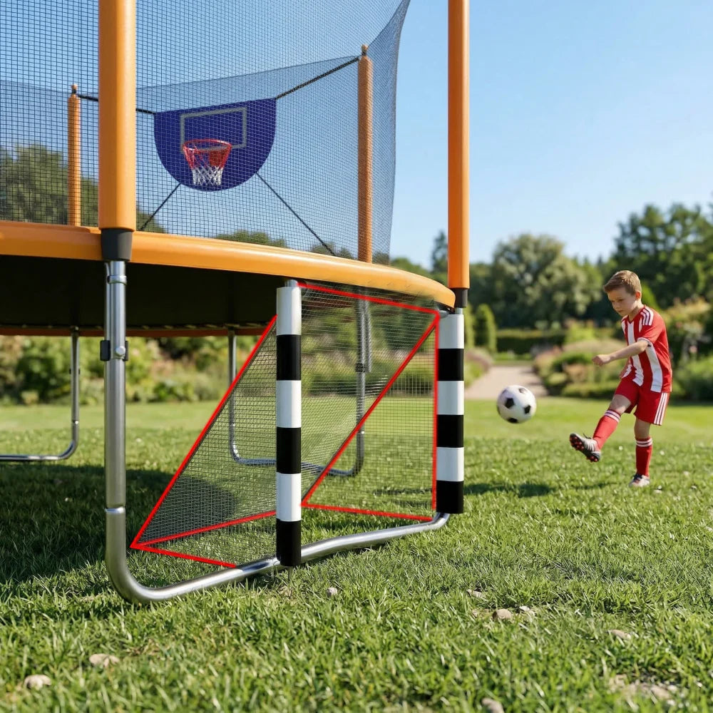 Trampoline With Basketball Hoop And Inner Safety Enclosure
