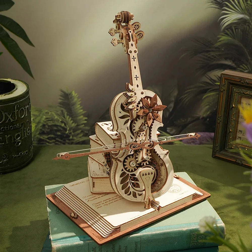 Robotime 3D Wooden Puzzle Cello Mechanical Music Toy AMK63