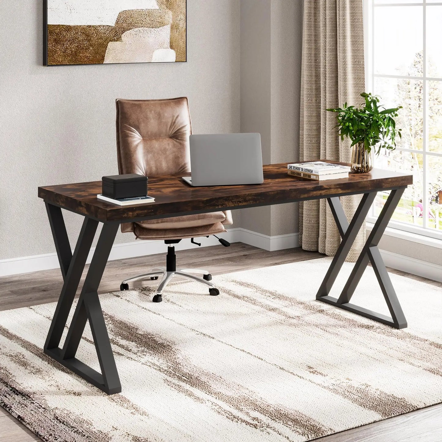 Tribesigns Writing Computer Desk With Z-Shaped Metal Legs