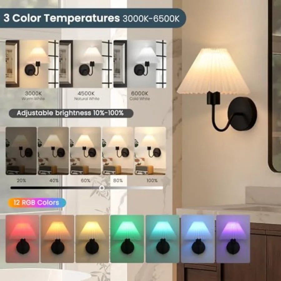Rechargeable Battery Operated Wall Sconce Set Of 2 15 Colors