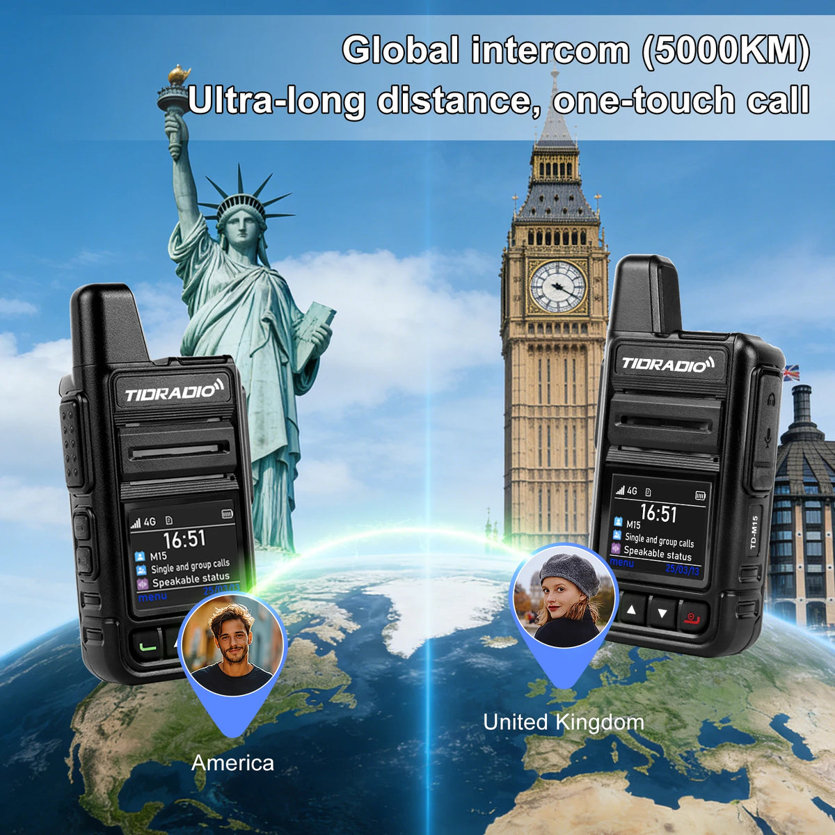 TIDRADIO M15 Long Range Walkie Talkie POC Radio App