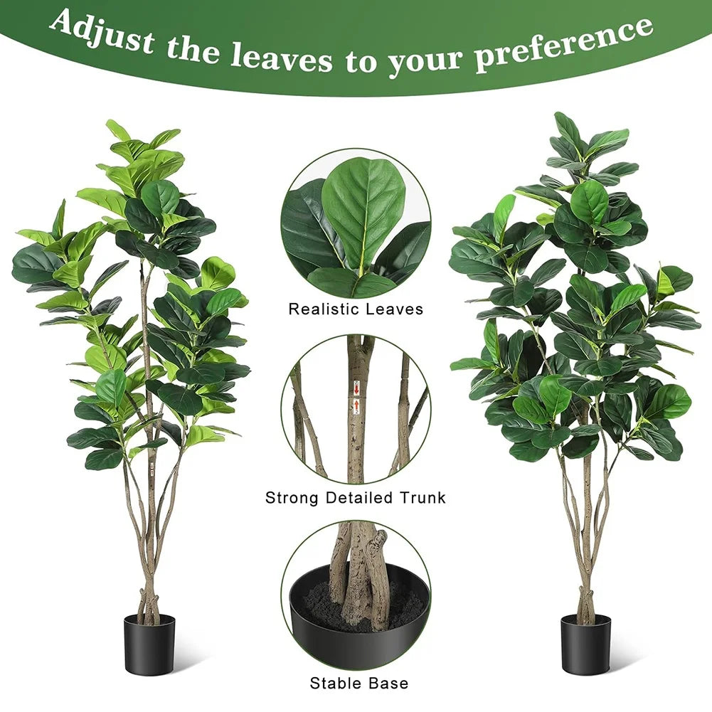 HiMISS Fiddle Leaf Fig Artificial Tree With Pot Home Decor