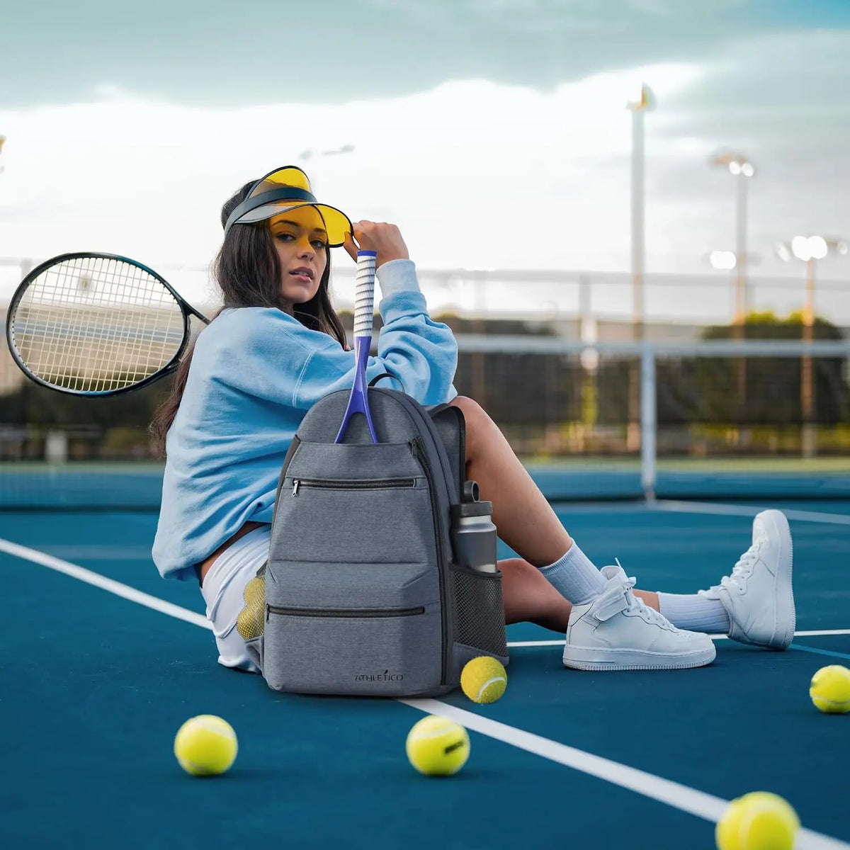 Tennis Racket Bag for Two Rackets, Padded Backpack With Shoe Compartment