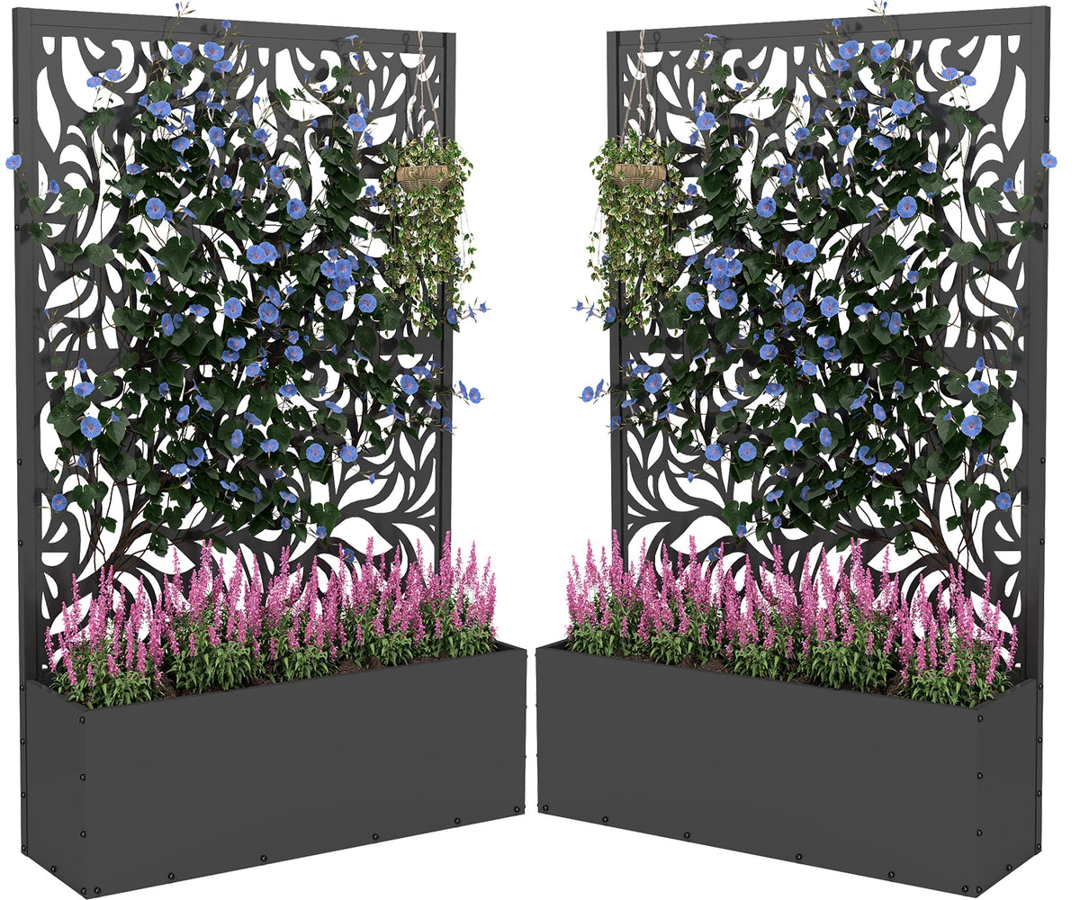 Metal Planter Box Trellis Raised Garden Bed For Climbing Plants