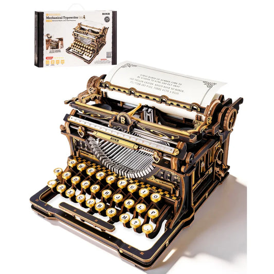 ROKR 3D Wooden Typewriter Puzzle Kit Mechanical Model for Adults