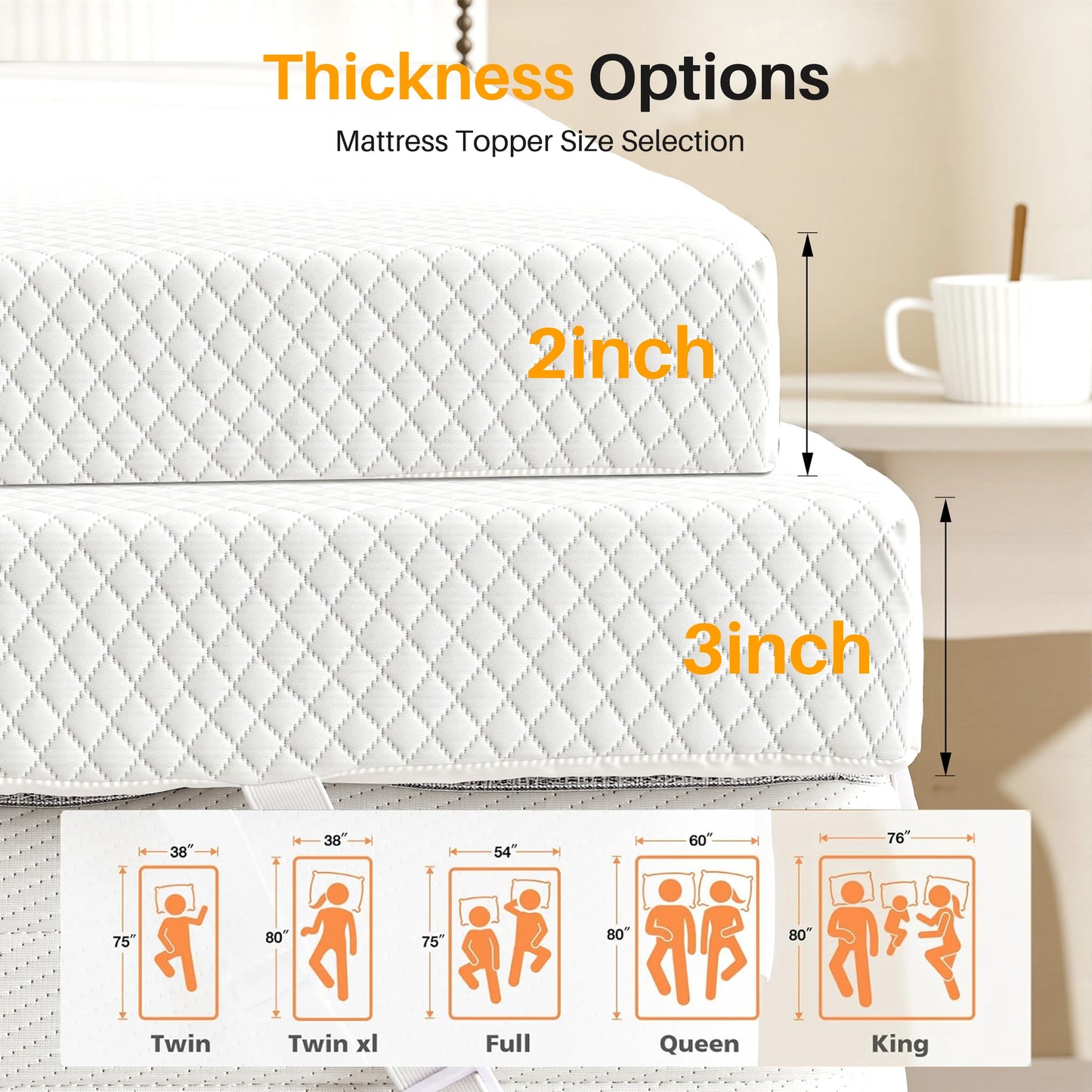 MCQ Gel Infused Memory Foam Mattress Topper With Removable Cover