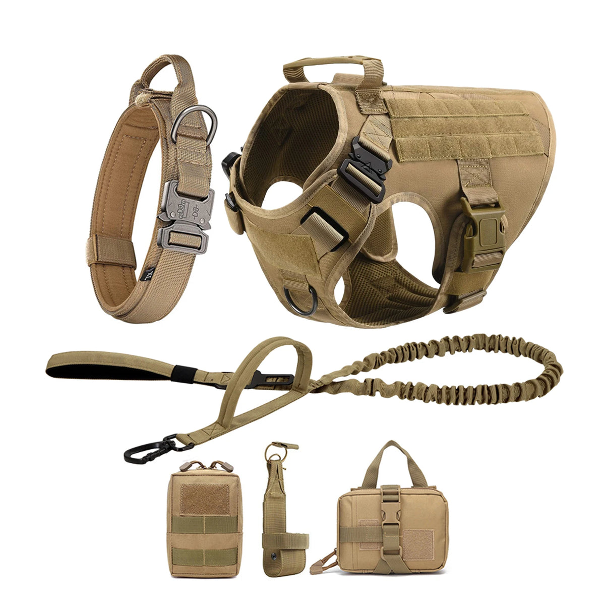 Tactical Dog Harness With Molle Pouches For Large Dogs