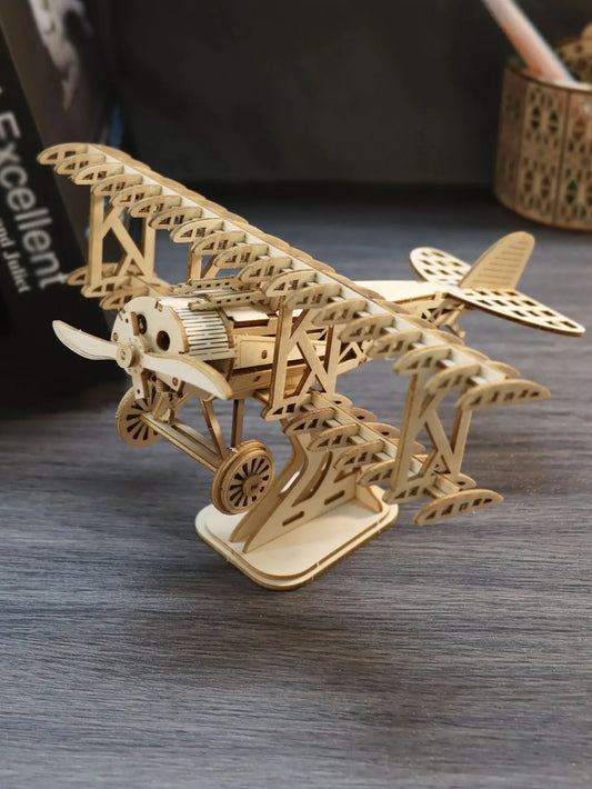 Bi-Plane 3D Wooden Puzzle Kit For DIY Craft Enthusiasts
