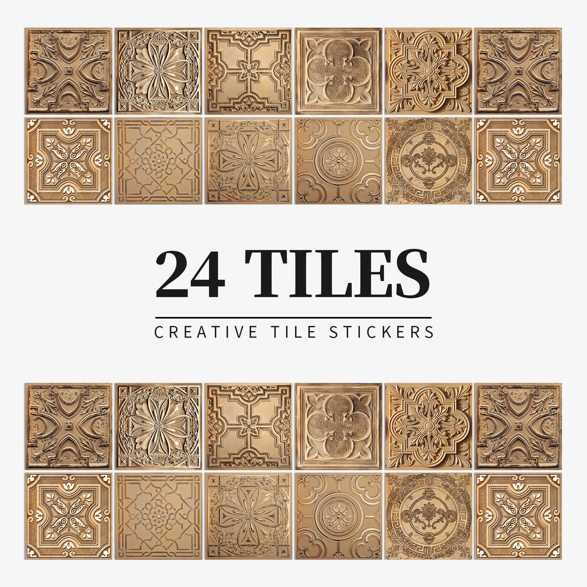 24 Piece Tile Sticker Set Waterproof Self Adhesive Wall Decals