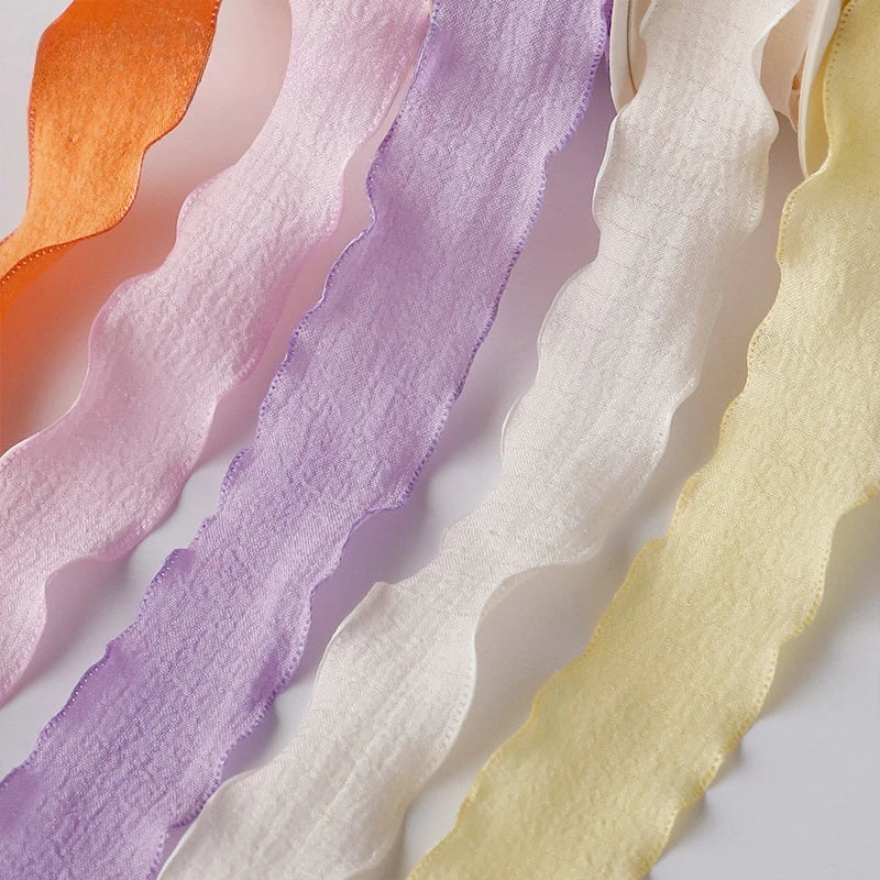 Pleated Chiffon Ribbon With Fishtail Edges For Gift Wrapping