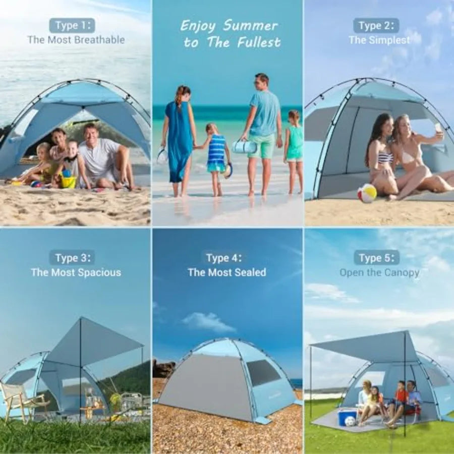Portable Beach Tent Sun Shelter UPF 50 Plus Ultralight