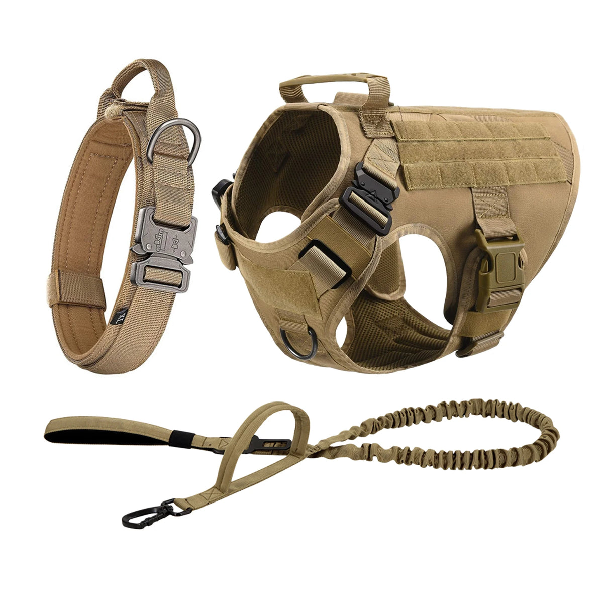 Tactical Dog Harness With Molle Pouches For Large Dogs
