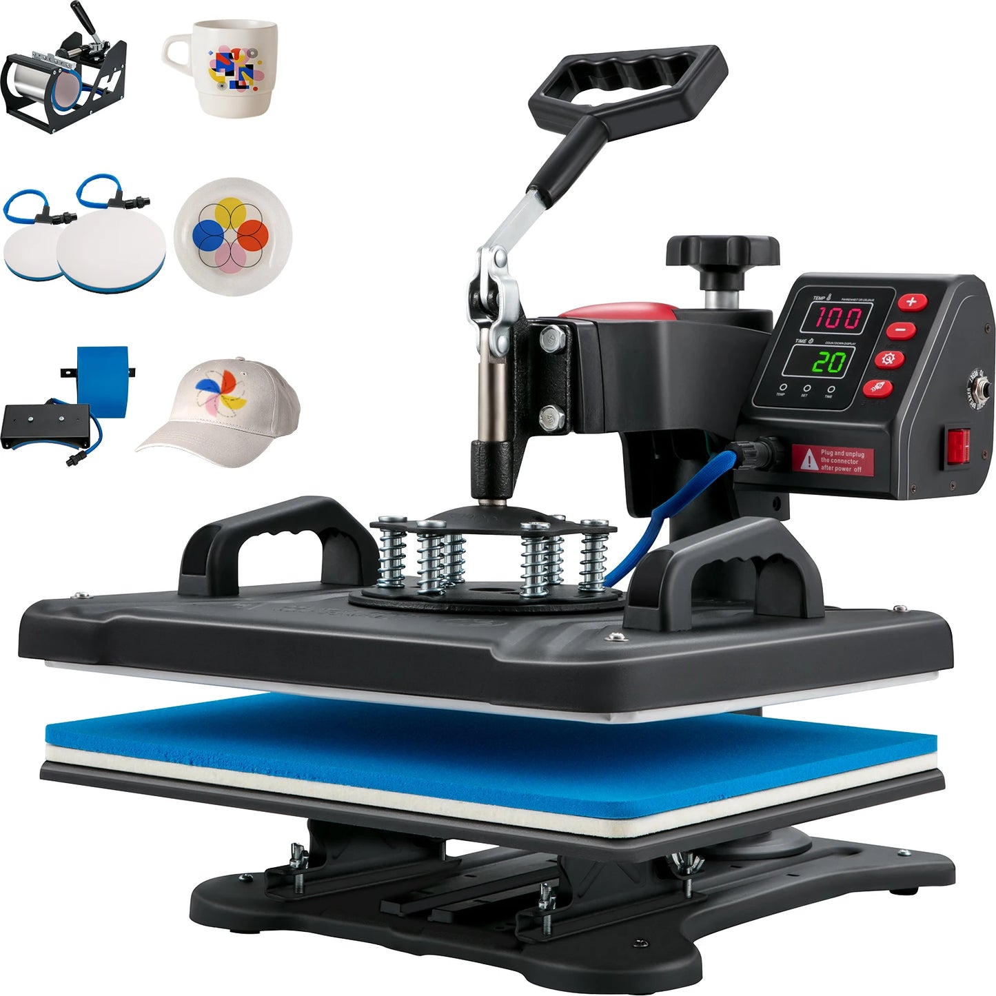 SucceBuy 5-In-1 Heat Press Machine Clamshell Sublimation Transfer