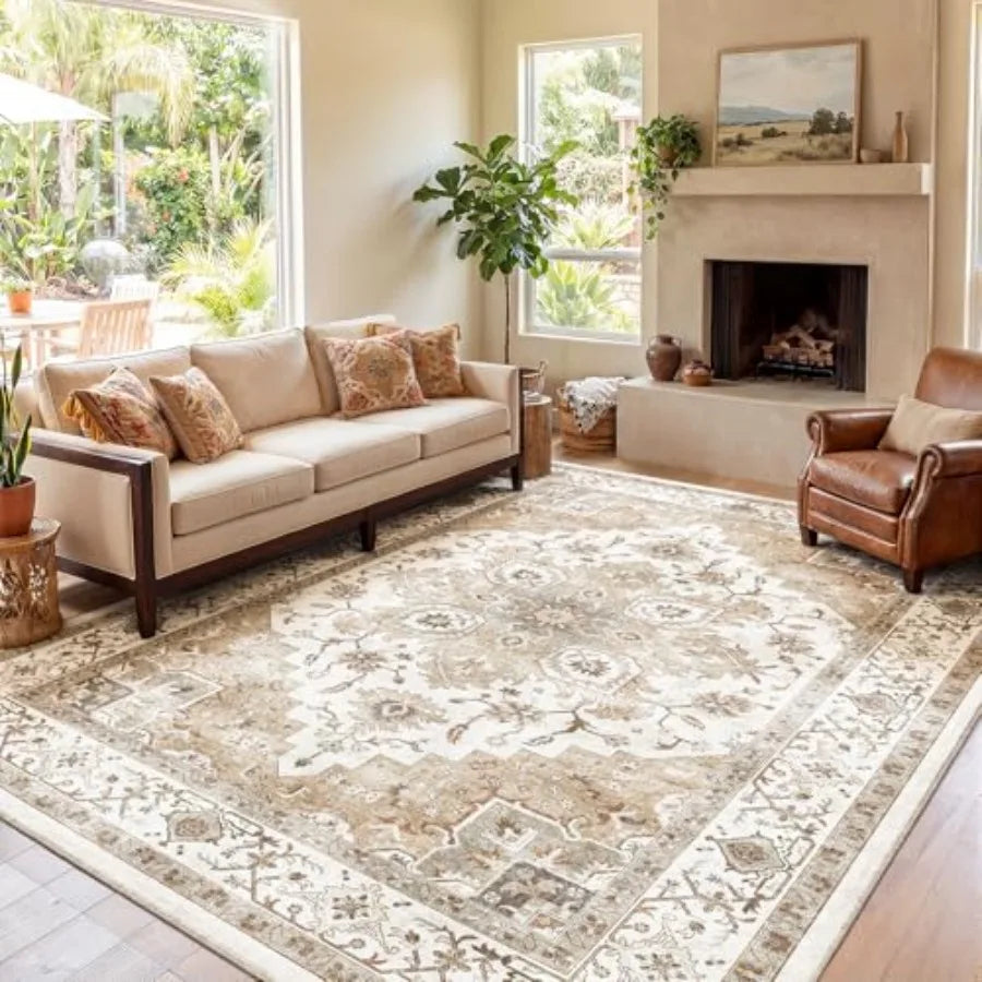 Living Room Vintage Area Rug With Non Slip Backing