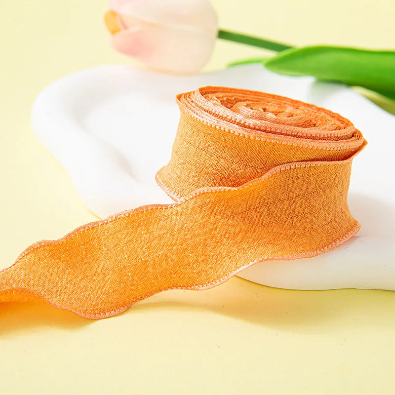 Pleated Chiffon Ribbon With Fishtail Edges For Gift Wrapping