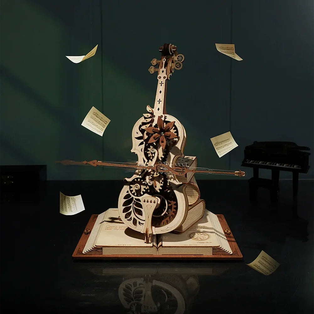 Robotime 3D Wooden Puzzle Cello Mechanical Music Toy AMK63