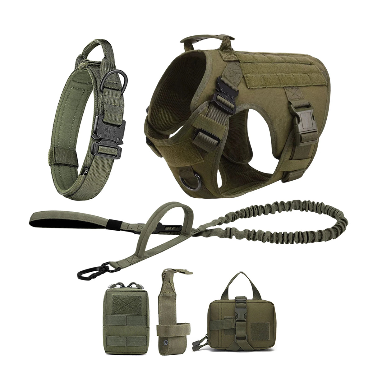 Tactical Dog Harness With Molle Pouches For Large Dogs