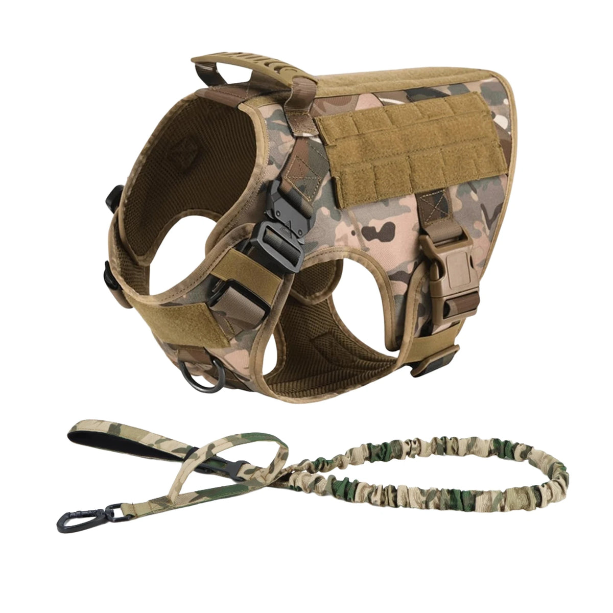 Tactical Dog Harness With Molle Pouches For Large Dogs
