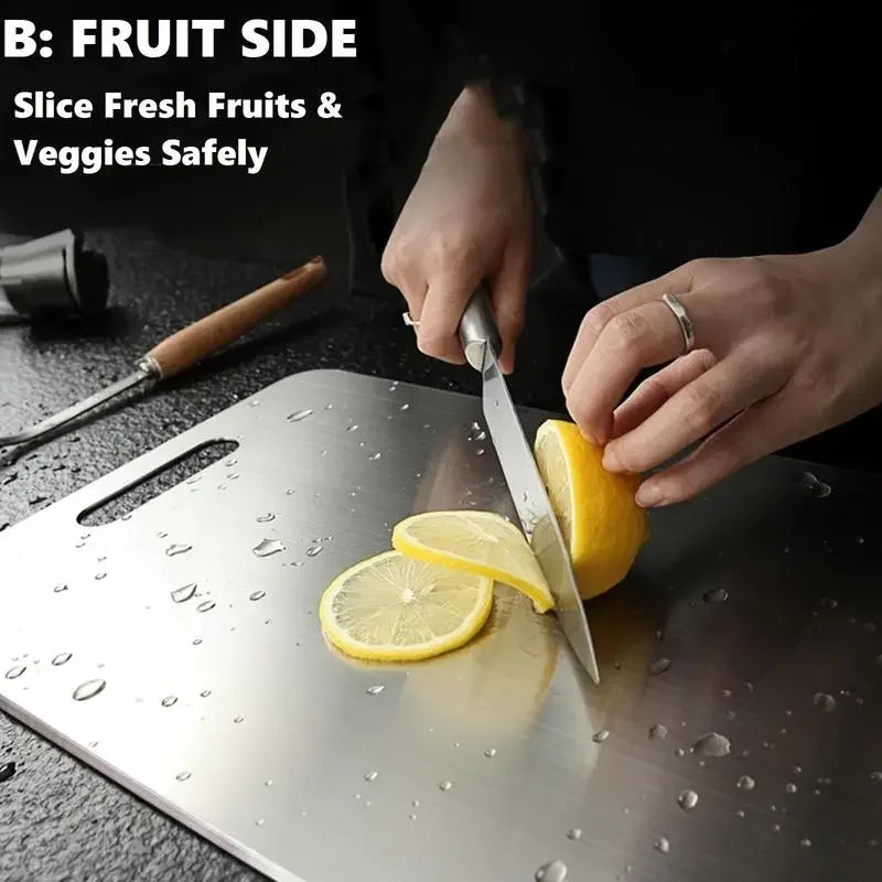 Stainless Steel Chopping Board Antibacterial Double Sided Kitchen Board