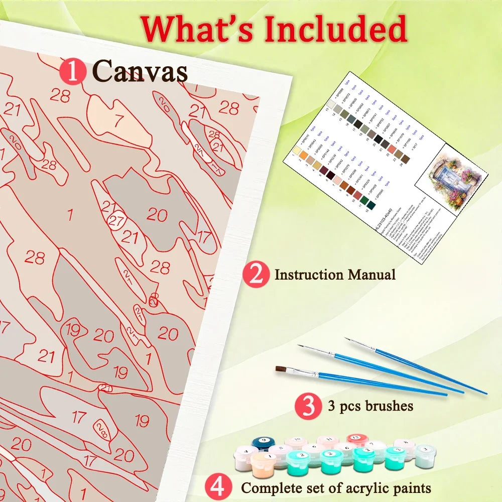 Flower Paint By Numbers Kit On Canvas For Adults Decor