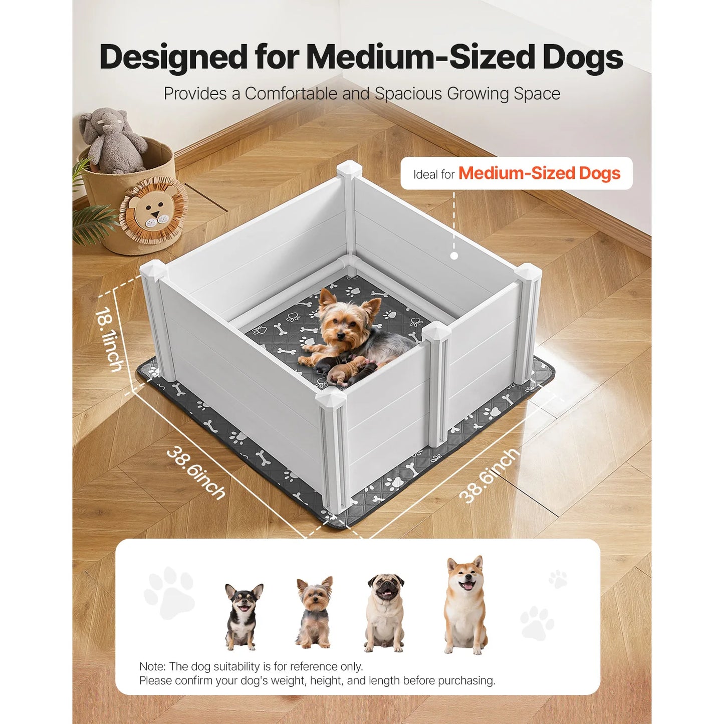 Whelping Box PVC Playpen With Adjustable Door And Pee Pad