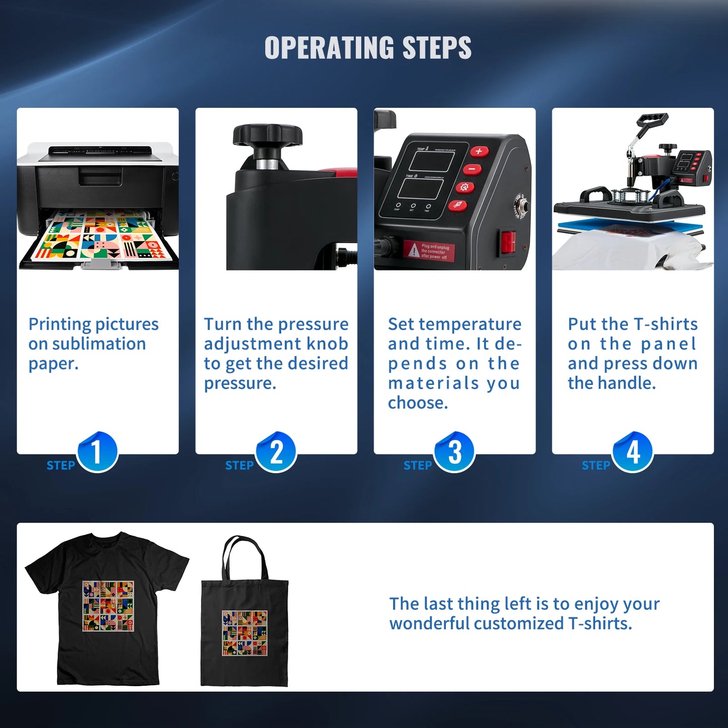 SucceBuy 5-In-1 Heat Press Machine Clamshell Sublimation Transfer