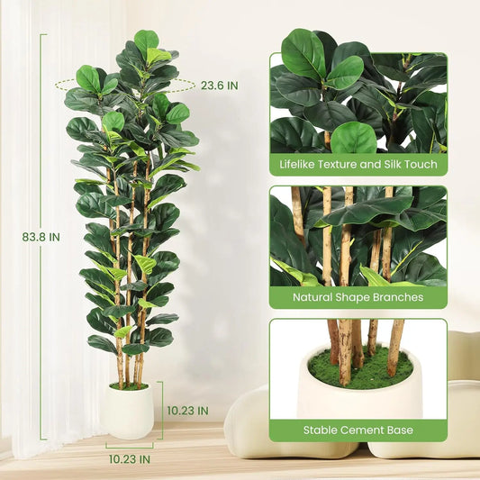HiMISS Fiddle Leaf Fig Tree With Pot Artificial Floor Plant For Home